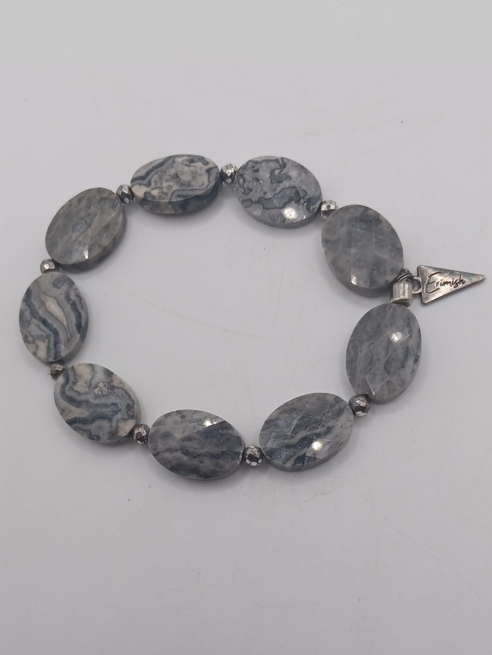 Erimish Gray Jasper Stretch Bracelet Sz 7